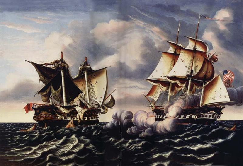 Thomas Chambers Capture of H.B.M.Frigate Macedonian by U.S.Frigate United States oil painting picture